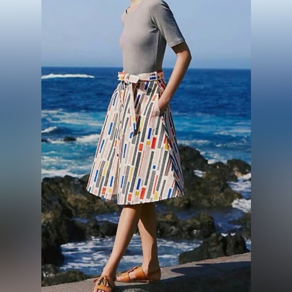 Anthropologie Hutch Multicolor A-Line Skirt with Belt - Picture 3 of 6